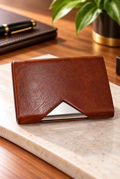 Generic Brand Fashionable Design Brown Leather Card Holder