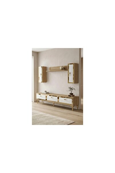 Vivense TUNA TV ÜNİTESİ, SAFİRMEŞE BEYAZ GOLD, 180 CM, TVR1801DBG