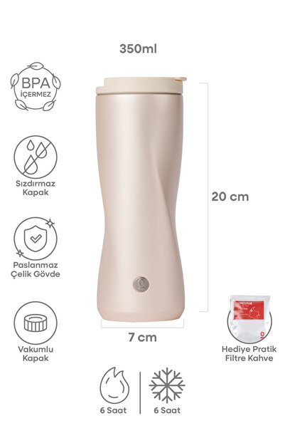 Espressolab Paslanmaz Çelik Sarı Termos 350 ml Vakumlu Kapaklı No:138
