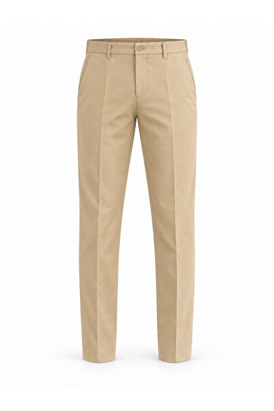 Danger Men's Comfort Fit Textured Chino Trousers Beige 0173Dngr