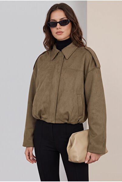 Tangül&Ali'S Moda Evi Haki Süet Astarlı Bomber Ceket