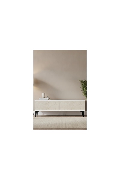 Vivense APLOS TV SEHPASI, BEYAZ TRAVERTEN, 120 CM, TSA1299BT