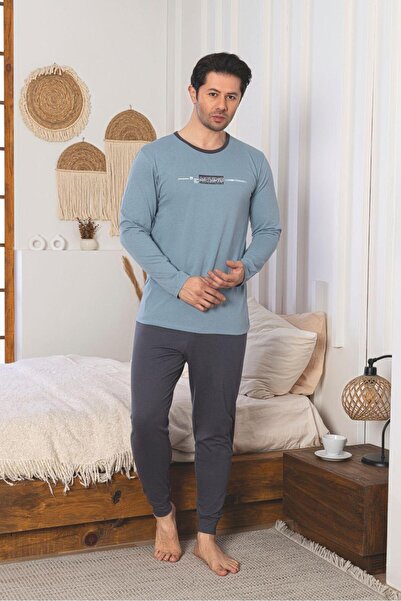 Intisimo Pijamale bărbați, Bluză + Pantaloni lungi, Albastru - M