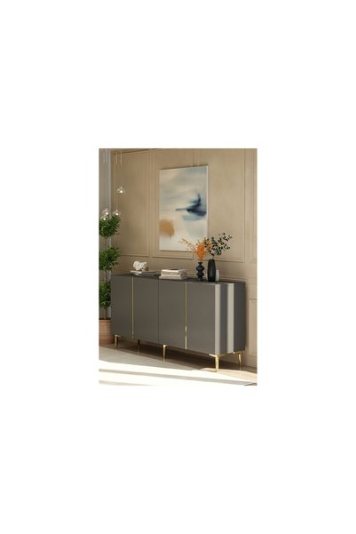 Vivense POLİ KONSOL VE TV SEHPASI, ANTRASİT GOLD, 150 CM, KA1524AG