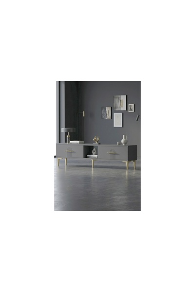Vivense İDA TV SEHPASI, ANTRASİT GOLD, 150 CM, TSA1515AG