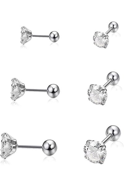 GENERAL 3 Pairs Titanium Earrings Studs, Hypoallergenic Stud Earrings for Wom...