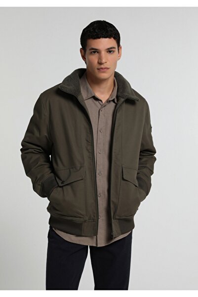 Colin's Regular Fit Shirt Neck Zippered Lined Men's Green Coat