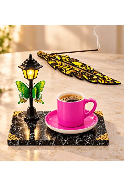 hediye arıları Street Lamp Design Pink Coffee Cup and Wooden Incense Burner G...