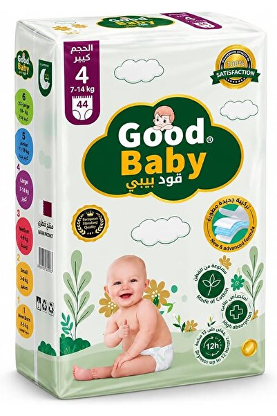 Good Baby Diapers Size 4 Large, 7-14 kg, Cotton, 12H Protection