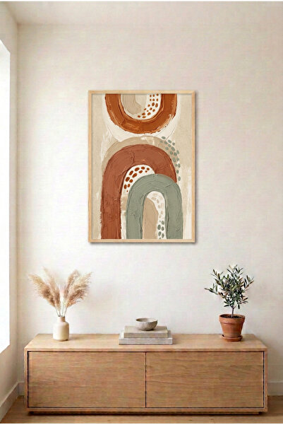 huhuli Belts and Textures Wood Framed Mdf Painting - Abstract Earth Tones Liv...