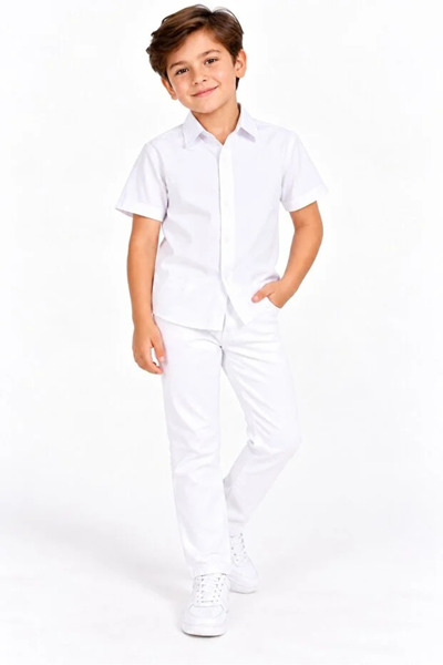 NACAR STORE Boy's April 23 October 29 Show Outfit Short Sleeve Shirt-Pants