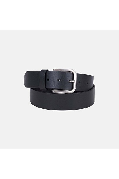 Desa Men's Black Leather Sports Belt with Silver Buckle