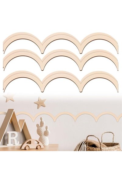 NALACAL 12 Pcs Unfinished Scalloped Wood Trim, 15.75 x 2.9 Inch Decorative Wo...