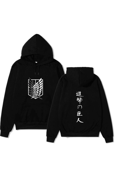 Vordevia Hanorac oversize din bumbac imprimat Attack On Titan, cu 3 fire, cu ...