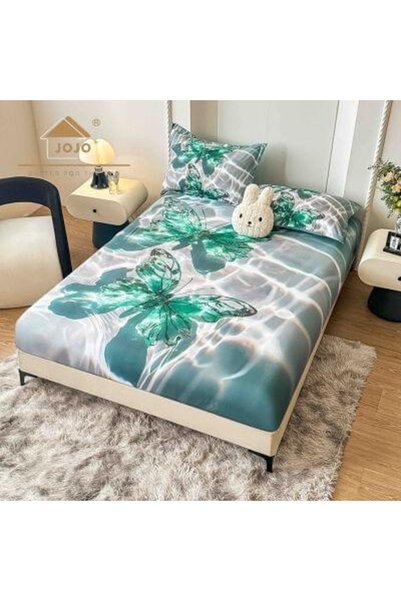 JOJO HOME Husa de pat Finet 5D verde cu fluture + 2 fete de perna |