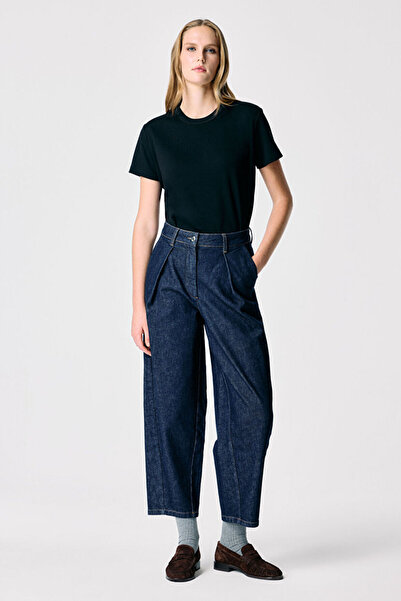 adL Lacivert Pİle Detaylı Denim Pantolon