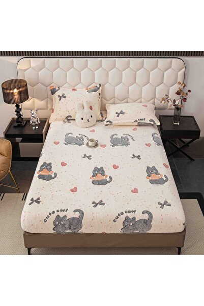 JOJO HOME Husa de Pat Cocolino 3 Piese | Model Cute Cat 🐱 | Pat 2 Persoane |...
