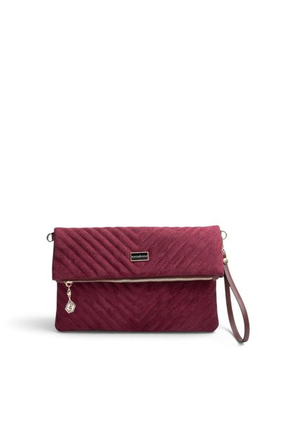 Silver Polo Süet Bordo - Süet Bordo Kapitone V Kadın Portföy ve Clutch El Çan...