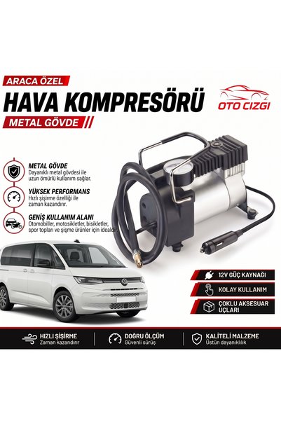 Oto Çizgi Transporter Lastik Hava Kompresörü - Çakmaklık Girişli Göstergeli M...