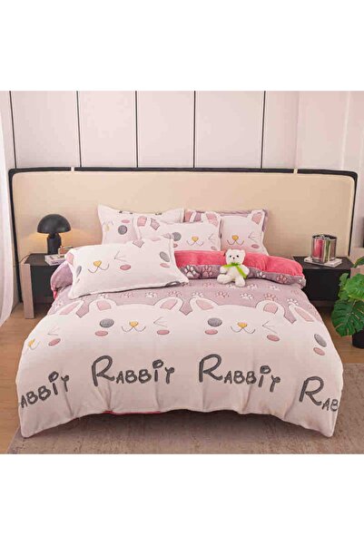 JOJO HOME Set lenjerie cocolino pufoasa, cu elastic, pat 2 persoane, 4 piese,...