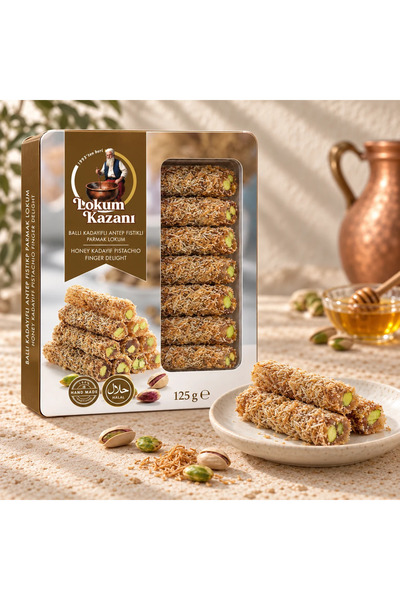 Ballı Kadayıflı Antep Fıstıklı Parmak Lokum 125 g | Lokum Kazanı