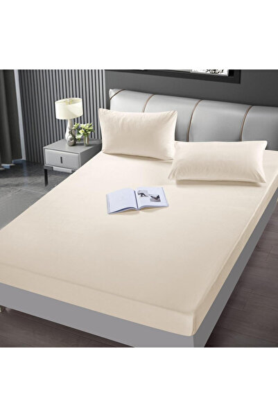 JOJO HOME Husa de pat si 2 fete de perne din catifea, uni, cu elastic, pat 2 ...