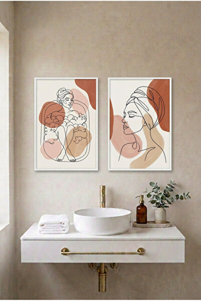 huhuli طقم طاولات حمام من قطعتين من MDF مع إطار خشبي أبيض من نوع Foam Bath an...