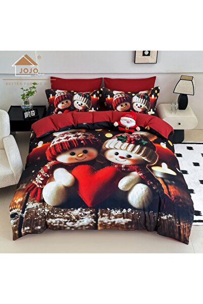 JOJO HOME 🎄 Lenjerie de Pat 6 Piese Craciun Rosie | Omuleti de Zapada cu Ini...