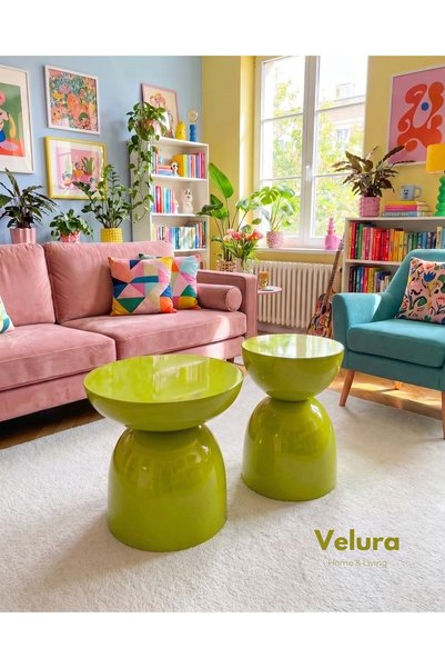 Velura Home & Living Leonardo Yan Sehpa & Yan Sehpa Seti - Fıstık Yeşili