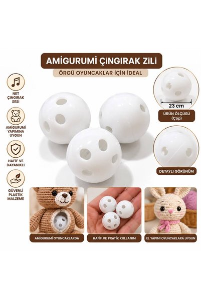 Prestij Boncuk Amigurumi Çıngırak Zili 3 Adet – El Yapımı Örgü Oyuncak Malzem...