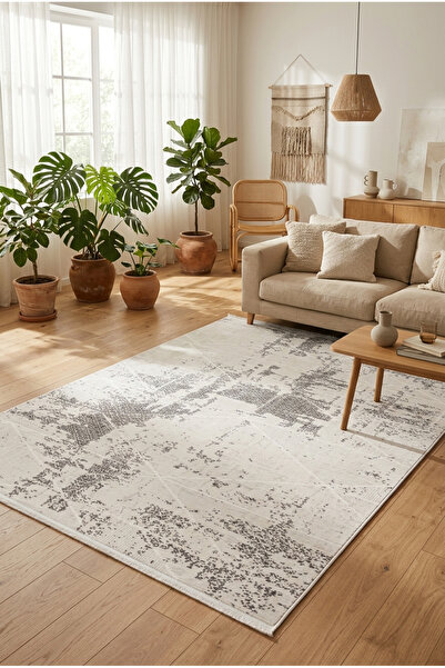Eco Concept Antiquus Serisi Sade Düz Modern Eskitme Bambu Polyester Pamuk Taban Salon Halısı Yatak Odası Halısı