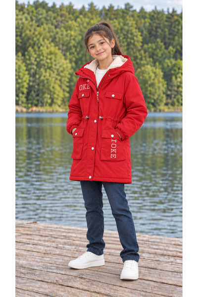 Unisex Çocuk İçi Kürklü Kapüşonlu Parka Su ve Rüzgar Geçirmez Kışlık Mont