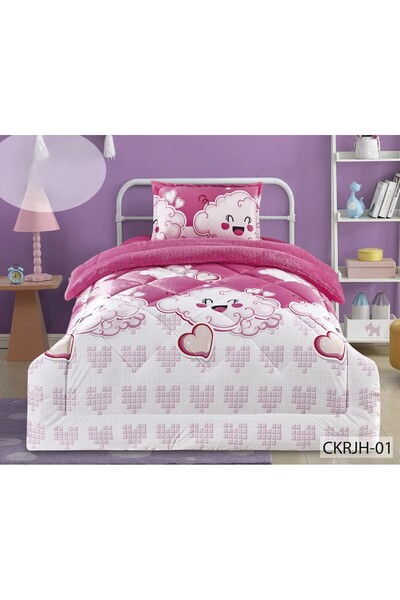 Moon Winter Baby Bedspread (Velvet with Fur) with Cartoon Pattern 3 Pieces 17...