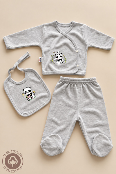 Miniel Unisex Baby Panda Printed 100% Cotton 3-Piece Newborn Baby Hospital Di...