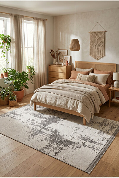 Eco Concept Antiquus Serisi Sade Düz Modern Eskitme Bambu Polyester Pamuk Taban Salon Halısı Yatak Odası Halısı
