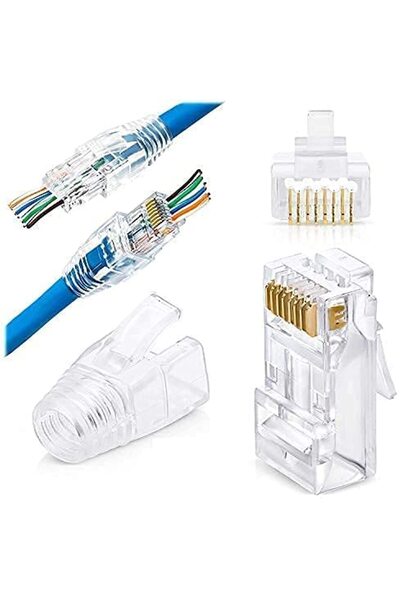 DKURVE Cat6 Pass Through Connectors for a UTP Cable & Strain Relief Boots for...