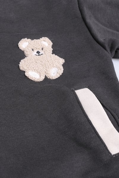 kinderos Set din două piese pentru băieți, cu glugă și broderie ursuleț, cu trei fire - 26K 6455