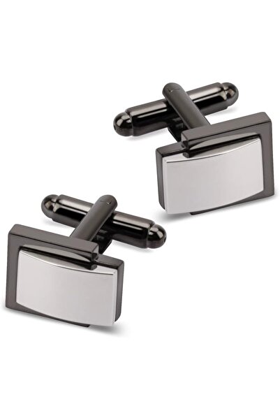 GENERAL Cufflinks for men, Cuff-links Rectangle Minimalist Silver Matte Textu...