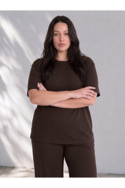 LC Waikiki Alita City with a Difference of Lcw Curve Brown Interlock Plain St...
