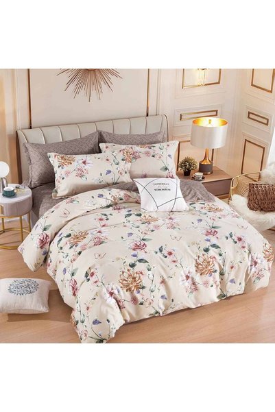 JOJO HOME Lenjerie de pat cu 2 fete, tesatura tip finet, pat 2 persoane, 6 pi...