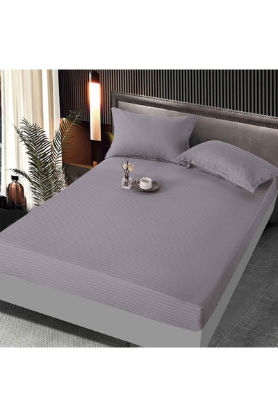 JOJO HOME Husa de pat cu elastic si 2 fete de perna, tesatura tip Damasc, pat...