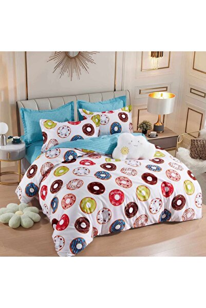 JOJO HOME Lenjerie de pat cu 2 fete, tesatura tip finet, pat 2 persoane, 6 pi...