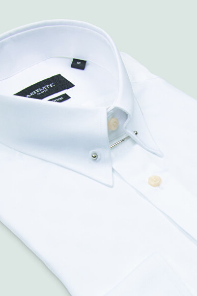 Abbate Cămașă simplă pentru bărbați, Pino Satin, 100% bumbac, croială slim, c...