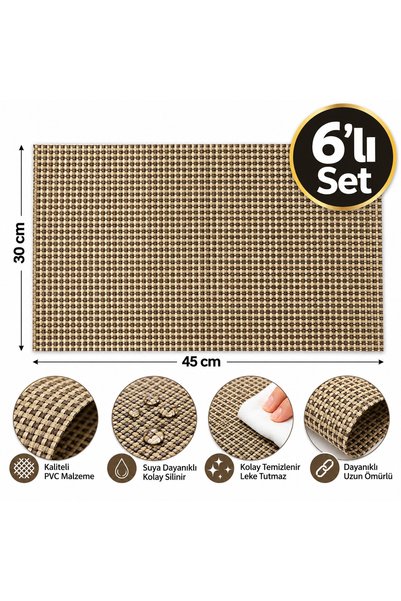 Ege Pastacılık Amerikan Servis Pvc 30x45cm Bej-Kahverengi 6'lı