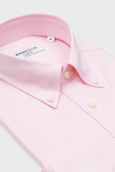 Abbate Bb Club Mike Oxford 100% Cotton Regular Fit Pink Button-Down Collar Me...