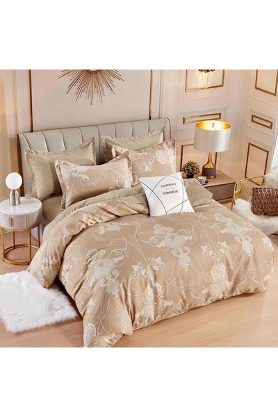 JOJO HOME Lenjerie de pat cu elastic, tesatura tip finet, pat 2 persoane, 6 p...