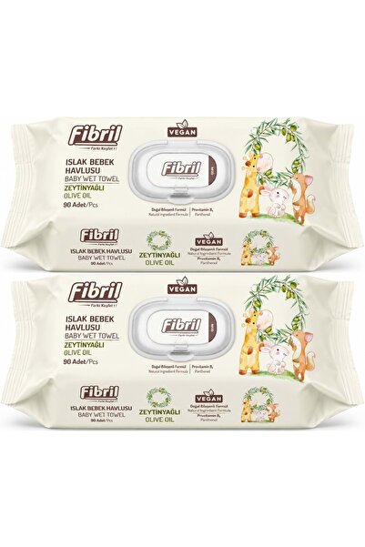 Fibril Islak Havlu Bebek Mendil 90 Yaprak Zeytinyağlı Plastik Kapaklı (2 Li S...