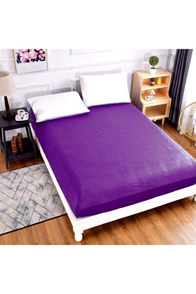 JOJO HOME Husa de pat cu elastic, bumbac tip Damasc, pat 2 persoane, mov, HD-023