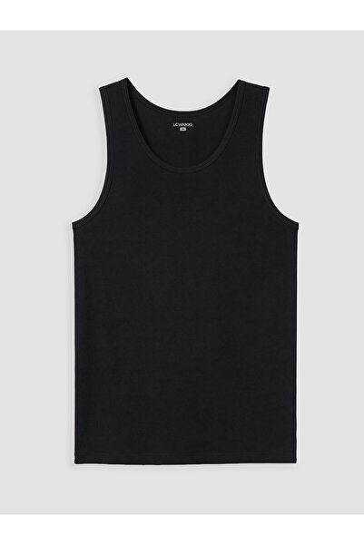 LC Waikiki Nevavm Black Combed Cotton Plain Men's Underwear Undershirt with D...