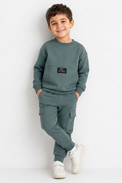 kinderos Kargo Cepli ve Sweatshirt Erkek Çocuk Eşofman Takımı - 26K 6493